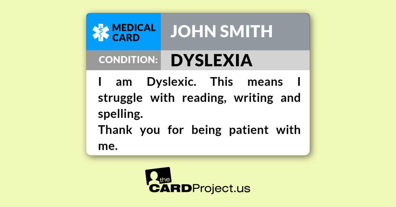 Dyslexia Medical Card (FRONT)
